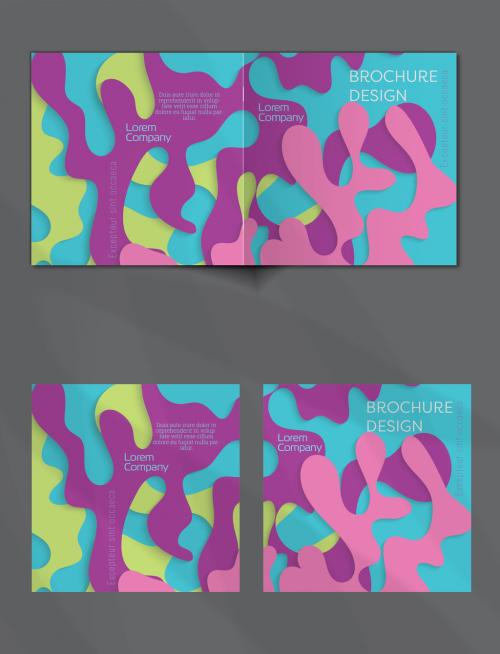 Adobe Stock - Brochure Cover Layout with Paper Cut Wavy Overlapping Shapes - 417901306