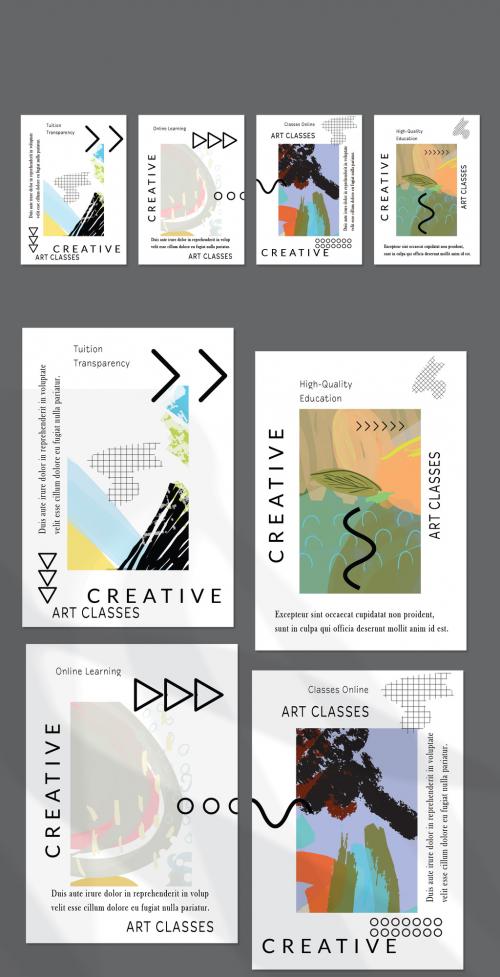 Adobe Stock - Flyer Layout with Black Geometric Shapes and Abstract Bright Rectangle on White - 417901339