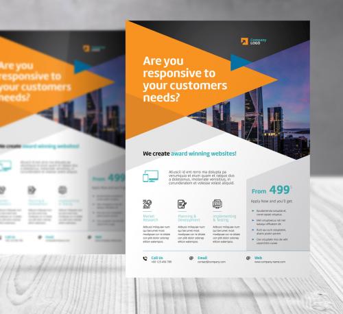 Adobe Stock - Business Creative Agency Flyer with Orange and Blue Accents - 417922184