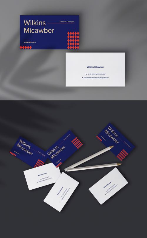 Adobe Stock - Rhombus Patterned Business Card Layout - 418160879