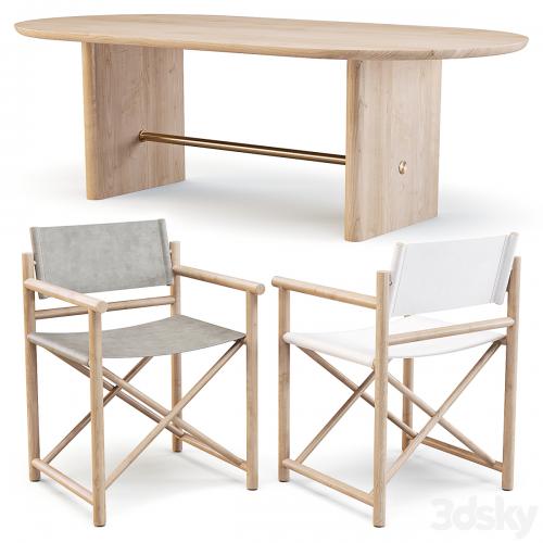 Dining Set: Crate and Barrel (Table Oli Oval and Chairs Director's)