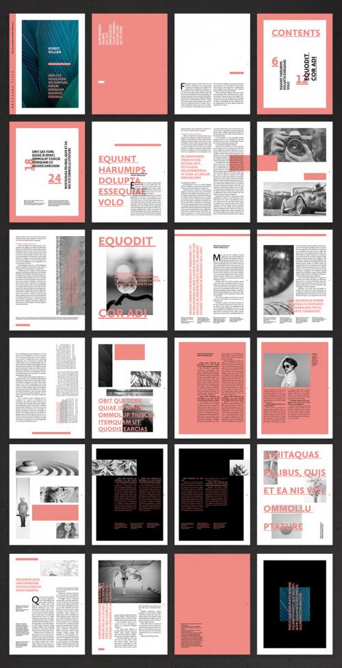 Adobe Stock - Editorial Brochure Layout with Coral Accents - 419244468