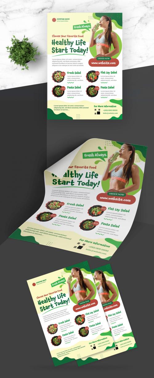 Adobe Stock - Healthy Food Flyer with Green Accent - 419468704