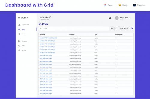 Web Application Dashboard UI Kit with Grid & Rows