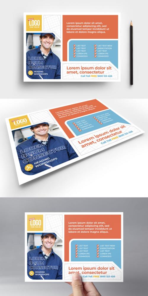 Adobe Stock - Handyman Contractor Flyer Postcard Layout for Repair Service - 421061668