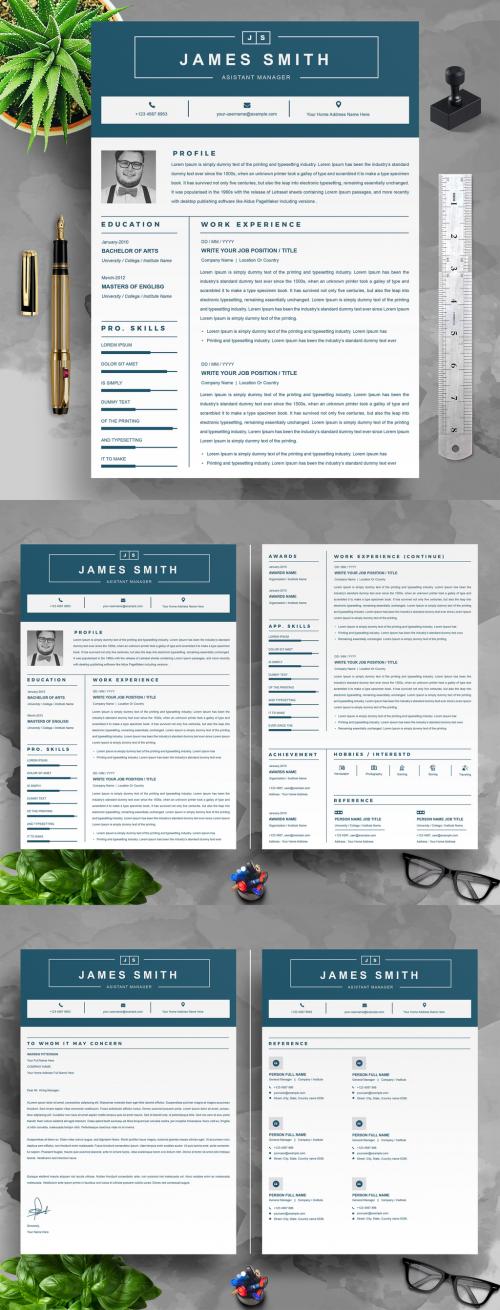 Adobe Stock - Creative Resume and Cover Letter Layout with Dark Header Design - 421626693
