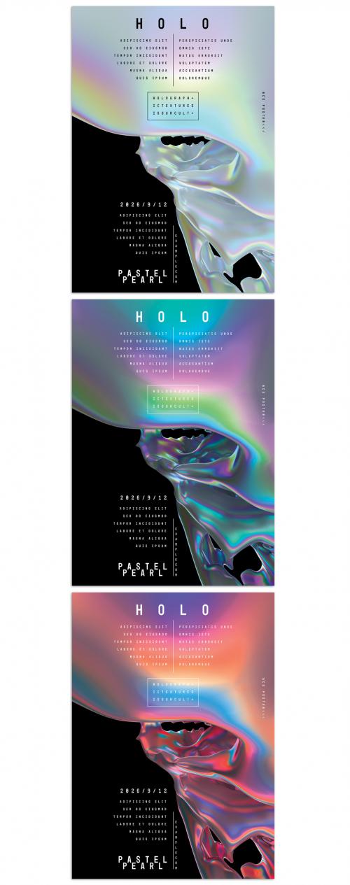 Adobe Stock - Modern Abstract Holographic Posters Design Layouts - 422821121