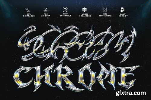 Reflective Chrome Text Effect PSD Photoshop PWRLE3M