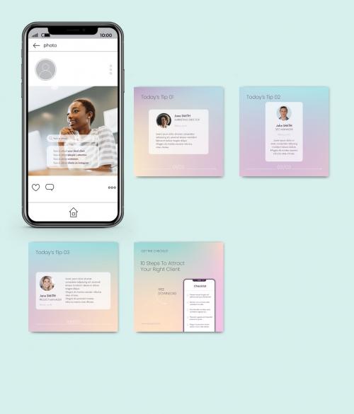 Adobe Stock - Holographic Gradient Notifications Carousel Layout - 424257680