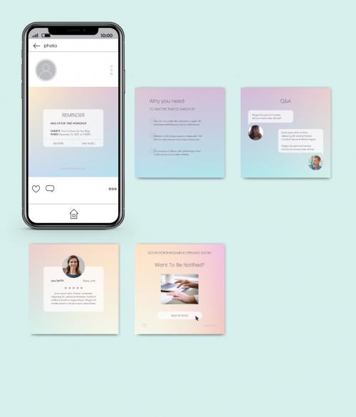 Adobe Stock - Holographic Gradient Notifications Carousel Layout - 424257682