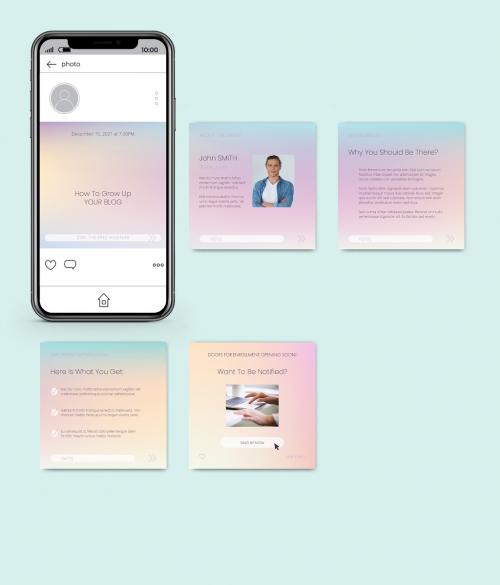 Adobe Stock - Holographic Gradient Notifications Carousel Layout - 424257693