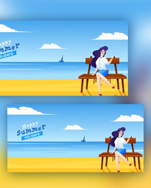 Adobe Stock - Summer Holidays Web Banner Layouttravel Web Banner - 424266478