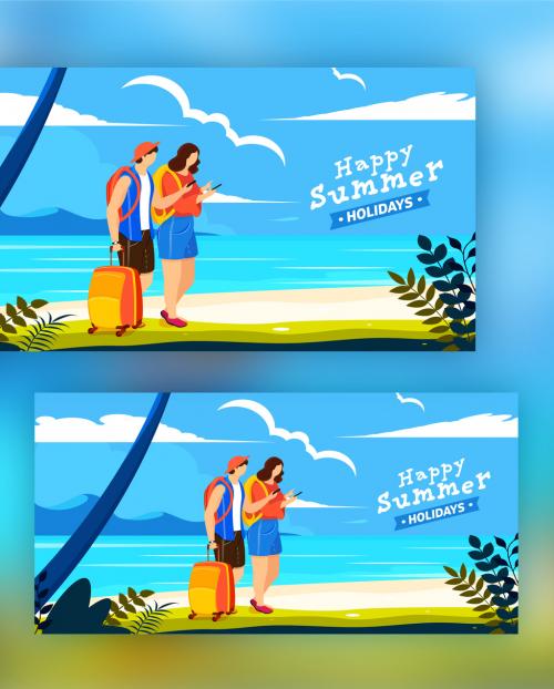 Adobe Stock - Web Hero Image or Landing Page Based on Summer Travelling Concept - 424266479