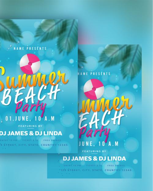 Adobe Stock - Summer Beach Party Poster Design - 424266566