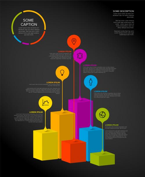 Adobe Stock - Dark Column Block Bar Chart Infographic with Droplet Pointers - 426148867