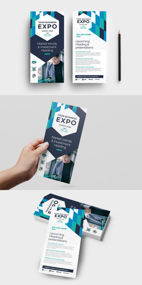 Adobe Stock - Business Expo Flyer with Teal Geometric Pattern - 427490057