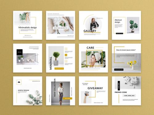 Adobe Stock - Minimalistic Social Media Layouts with Black Accent - 427720351
