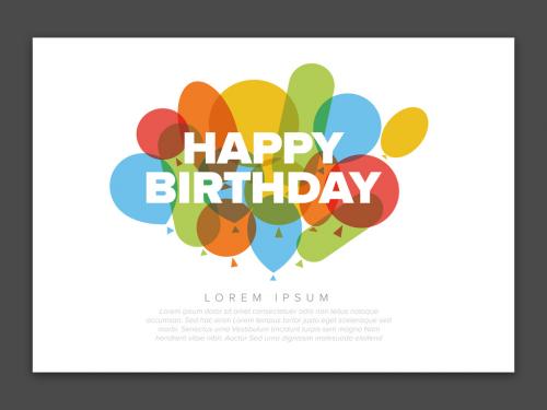 Adobe Stock - Minimalist Happy Birthday Card Illustration Template with Balloons - 427956911