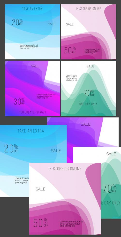 Adobe Stock - Social Media Post Layout with Transparent Overlapping Gradient Waves - 428222382