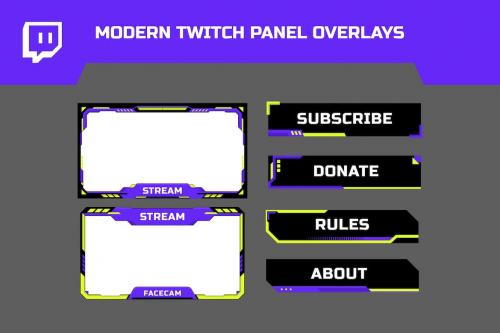 Modern twitch panel Overlays V2