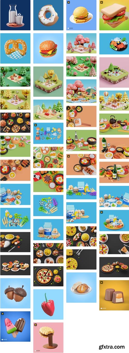 3D Food 80xJPG and PNG - Premium Collections