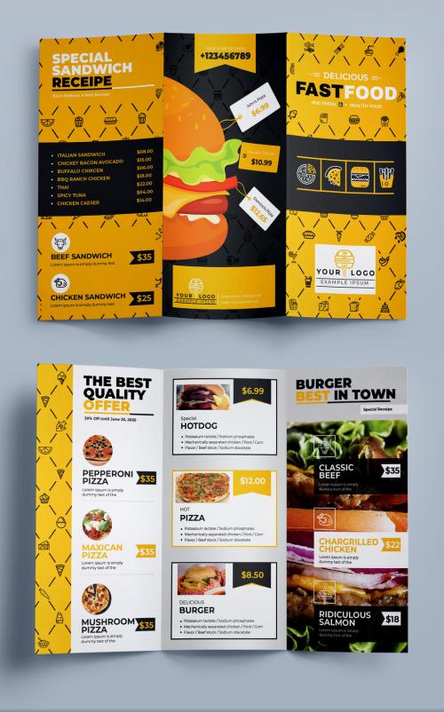 Adobe Stock - Food Menu Food List Tri-Fold Brochure - 429256069
