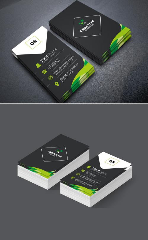 Adobe Stock - Green Business Card Layout - 429486394