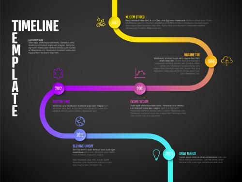 Adobe Stock - Dark Infographic Curved Timeline Template - 429648071