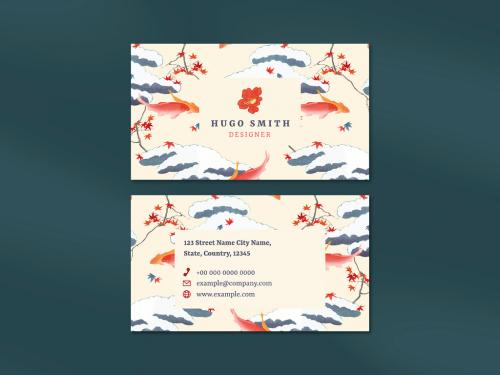 Adobe Stock - Business Card Layout with Japanese Style - 430212141
