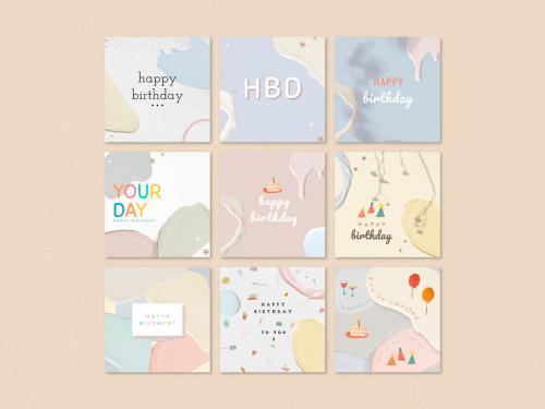 Adobe Stock - Happy Birthday Pastel Layout Collection - 430212168