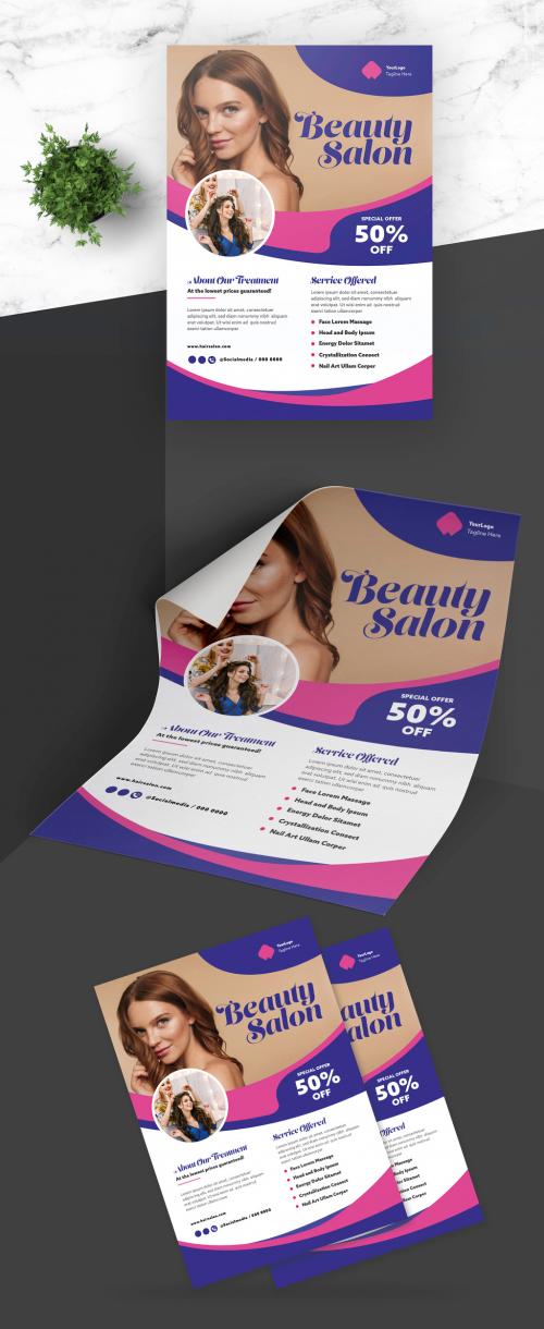 Adobe Stock - Salon Flyer with Pink and Blue Accents - 430466008