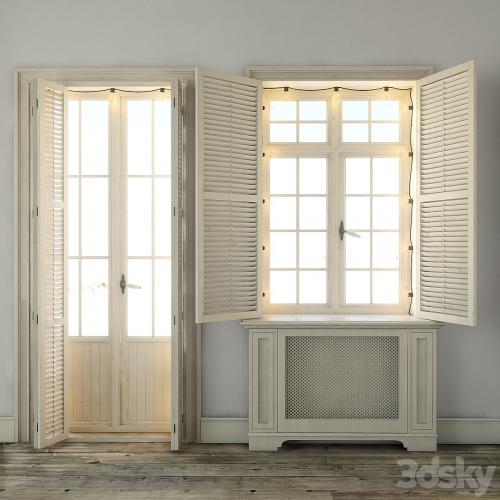 Windows with shutters and backlighting