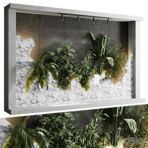 Vertical Wall Garden With concrete frame - wall decor houseplants indoor 02