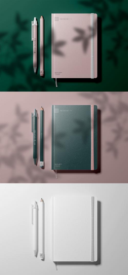 Adobe Stock - Top View of Personal Planner with Two Pen Mockup - 432929359