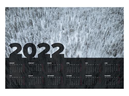 Adobe Stock - Dark Full Year Calendar Layout for the Year 2022 - 434171189