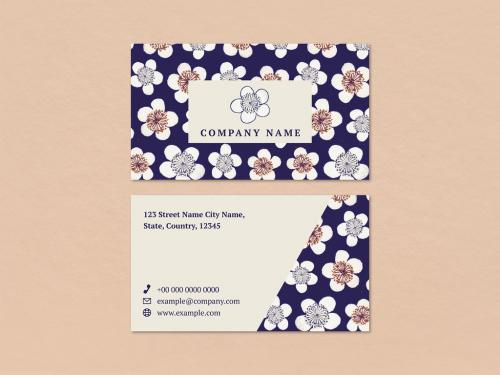 Adobe Stock - Business Card with Japanese Plum Blossom Pattern - 434372309