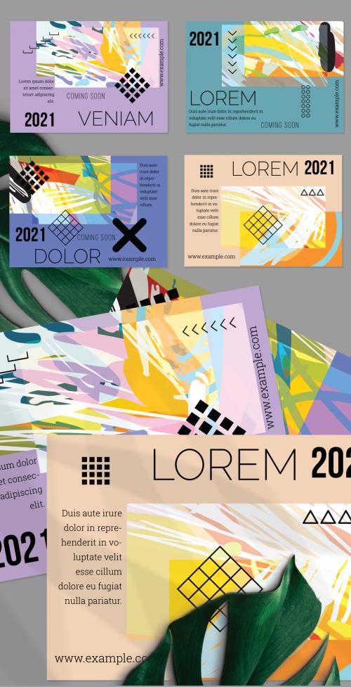 Adobe Stock - Flyer Layout with Geometric Shapes and Abstract Bright Artistic Brush Strokes - 434577645