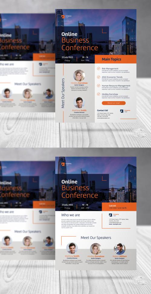 Adobe Stock - Online Event Business Flyer with Blue and Orange Accents - 435497730