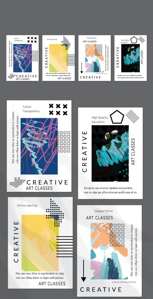 Adobe Stock - Flyer Layout with Black Geometric Shapes and Abstract Bright Rectangle on White - 435658362