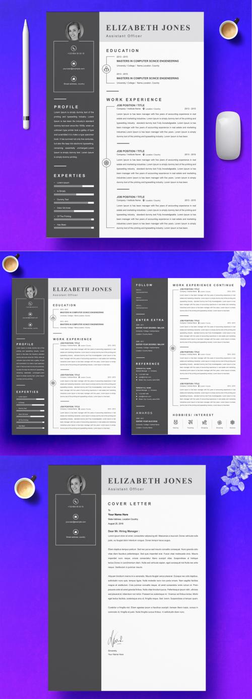 Adobe Stock - Minimal Resume and Cover Letter and Reference Page Set - 436223836