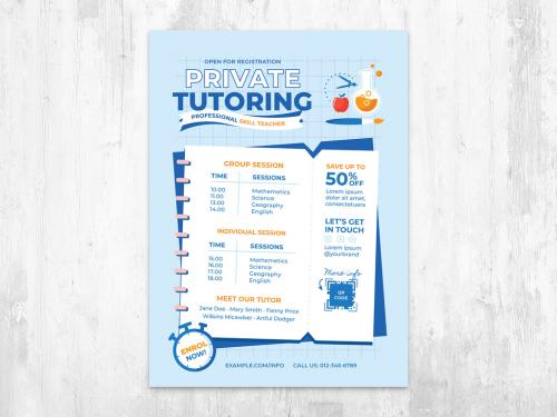 Adobe Stock - Study Online Flyer for Private Tutoring - 436886303