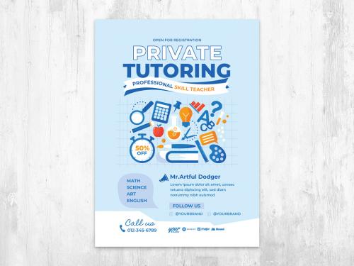 Adobe Stock - E-Learning Flyer for Private Tutoring Online - 436886313