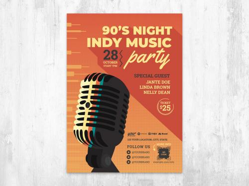 Adobe Stock - Indy Indie Music Festival Flyer with Vintage Microphone - 436889938