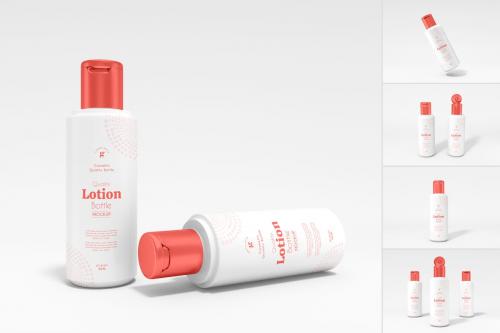 Plastic Cosmetic Lotion Bottle Branding Mockup Set