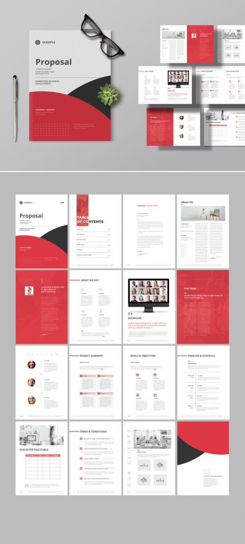 Adobe Stock - Business Proposal Layout with Red Accents - 437293245