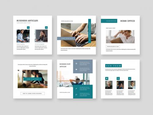 Adobe Stock - Clean Business Social Media Layouts with Teal Accents - 437453054