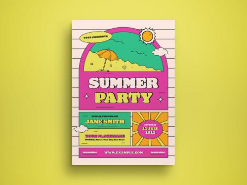 Adobe Stock - Summer Party Flyer Layout - 437467671