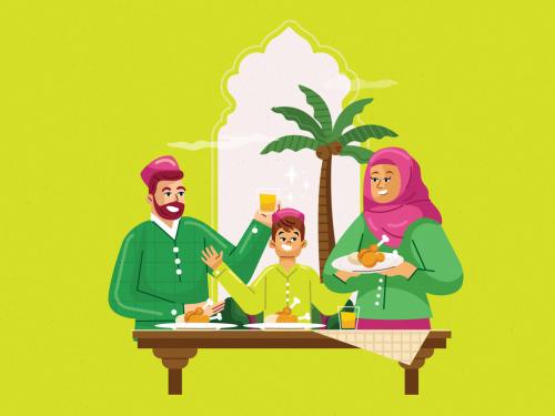 Adobe Stock - Iftar After Fasting Illustration - 437467681