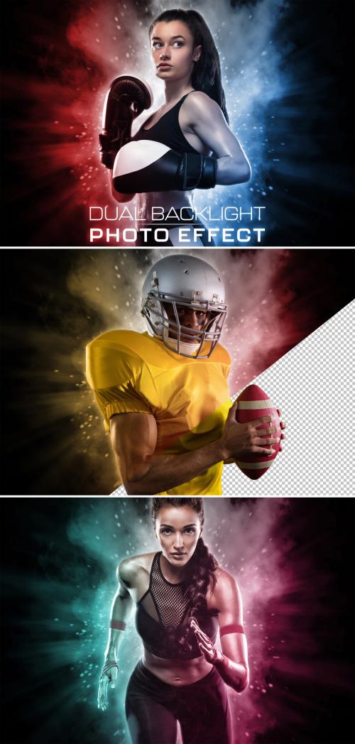 Adobe Stock - Dual Backlight Photo Effect Mockup with Two Glowing Color - 437473813