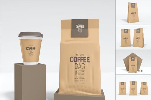 Kraft Paper Coffee Bag Branding Mockup Set